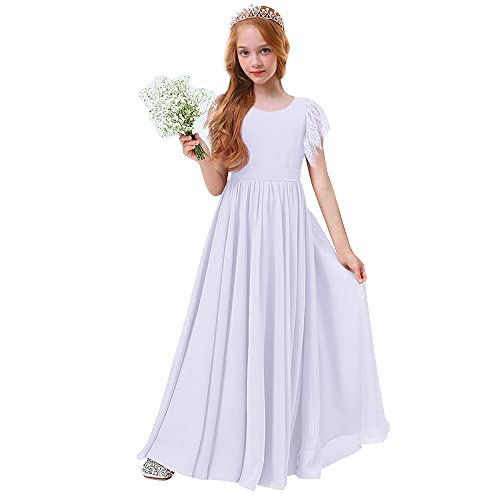 Vestido de dama de honor para niña en gasa fina con acabado de volantes