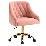 Fiximaster Samt Bürostuhl, Ergonomischer Schreibtischstuhl Samt mit Rollen, Höhenverstellbarer Drehstuhl Schminktisch für Homeoffice & Mädchen, Modern Glam Design Sessel Belastbar bis 135 kg
