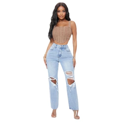 Ripped Jeans for Women High Waisted Distressed Casual Loose Trendy Straight Leg Demin Pants4