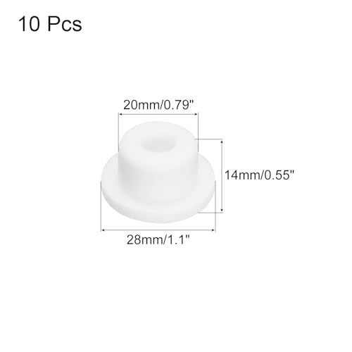 Image of MECCANIXITY High Temp Silicone Plug Mount Dia 10mm /0.79 Inch T Shaped Rubber Stopper Hole Plugs for Powder Coating Plating Waterproof Sealing Plugs White Pack of 20(OD 28mm /1.1 Inch)