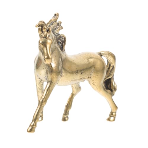 IMIKEYA Brass Horse Statue for Home Decor - Chinese Feng Shui Collectible Figurine - Horse