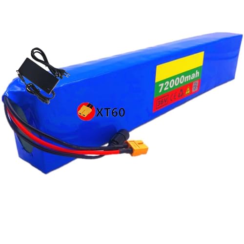 XSDAJSD Batería de Bicicleta eléctrica de 36 V y 72 Ah, Paquete de batería de Litio 10S4P de Iones de Litio para Bicicleta eléctrica de 100 a 500 W.