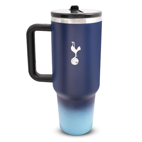 Hy-Pro Officially Licensed Tottenham Hotspur 40oz/1.18 L Thermal Flask & Handle - Metal Water Bottle with Straw, Portable Water Bottle for Sports & Daily Use - Stainless Steel Design