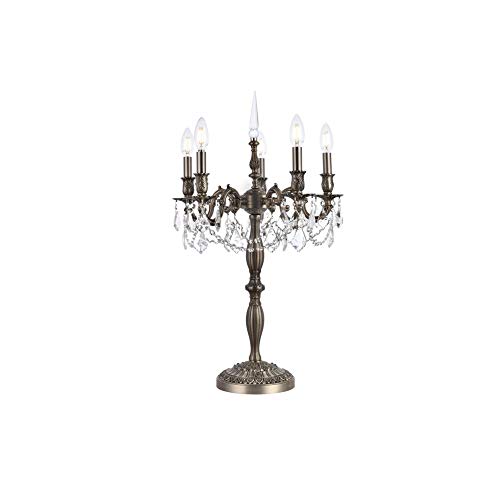 Elegant Lighting 9205TL18PW/RC Rosalia Collection 5-Light Pewter Fix with Clear Royal Cut Crystal