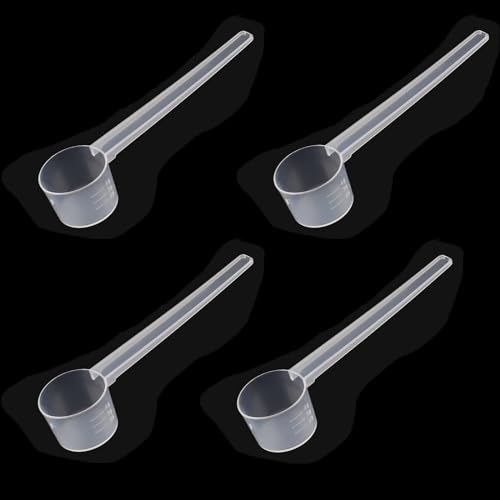 Cucchiaio dosatore in polvere proteica, 4 pezzi, cucchiai dosatori trasparenti con scala 2 g, 3 g, 4 g, 5 g, misurino da caffè, misurino dosatore per cucinare, misurino dosatore in polvere