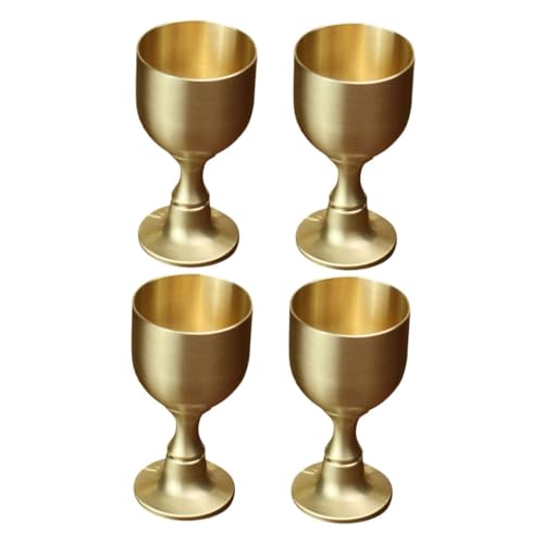 ABOOFAN 4pcs Copper Alloy Goblets for Wine High Stemmed Vintage Chalice Cups for Religious Ceremonies Themed Parties Luxury Gatherings Comfortable Grip Unique Design