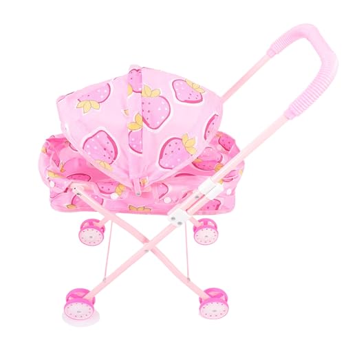 Cochecito de juguete para muñecas liviano rosa con chasis de aleación