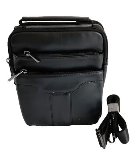 Pochette homme cuir vachette à poignet et bandoulière noire 8817 pour ranger vos essentiels