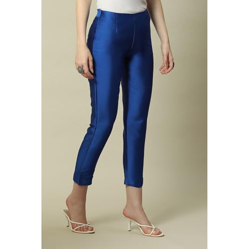 Image of Maroon Polyester Slim Solid Pants