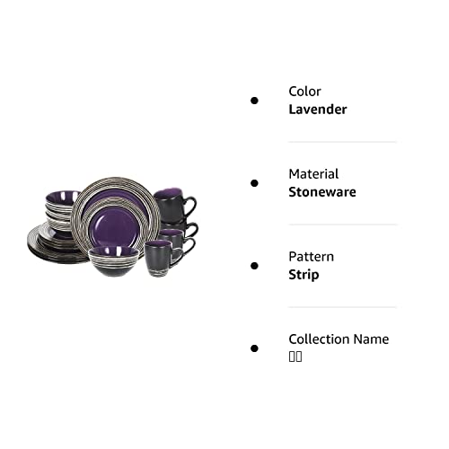 Homevss, Stoneware Handcrafted Tree Bark Effected Glaze Dinnerware Set (Lavender/Purple, Service For 4-16Pc Set) #TOP7