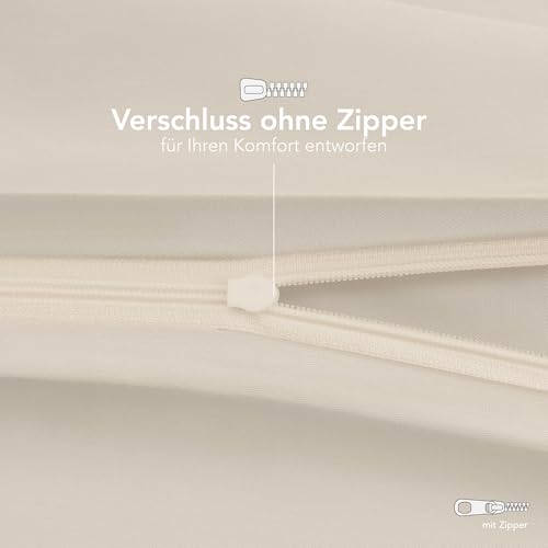Kissenbezug 40 x 80 (Set mit 2) - 100% Jersey Baumwolle 150 g/qm Kissenbezüge -Beige - Für Kissen 40 x 80 cm - Kissenhülle - Kissenbezug - Resistent und Hypoallergen - Dreamzie 4