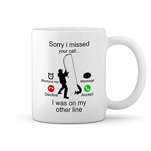 GR8Shop Sorry I Missed Your Call Was On Other Line Fishing Tasse blanche Café Mug