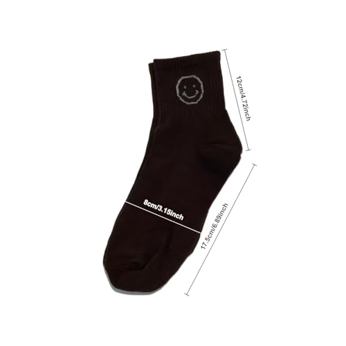 5Pair Unisex Mid - Calf Socks with Emoji Patterns for Outdoor & Daily Wear in Warm Colors - Comfortable, Stylish, Durable, ColorMixing3