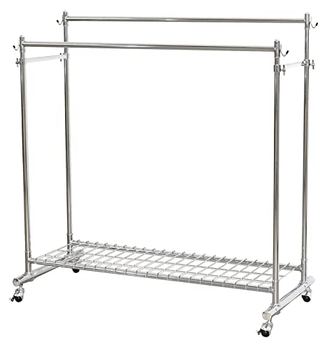 セイエイ(Seiei) 【 耐荷重100kg たっぷり掛けられる頑丈ハンガーラック】ダブル 幅128cm 18646 クロムメッキ