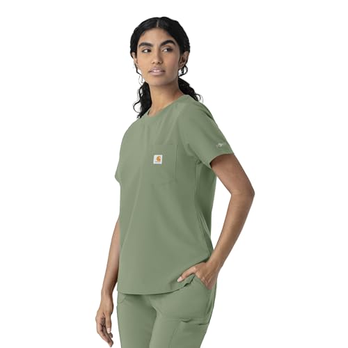 Carhartt Force Cross-Flex Women's Crew Neck Scrub Top, Green Slate, L - image 5