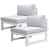NICESOUL® Modern Modular All-Weather Outdoor Furniture Aluminum Sofas, 29“ Wide Deep Seats Heavy Duty Anti-Rust Frame Armless Chairs Patio Sofa Set of 2, Sectional Seatings for Backyard Deck Sunroom