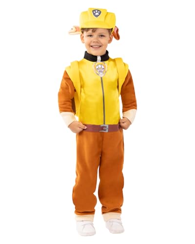 Funidelia Costume Ufficiale di Rubble Paw Patrol per Bambino con tutina, coda, cappello e zainetto, Tenuta Paw Patrol...