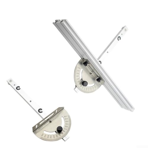 Medidor de inglete de regla de ángulo ajustable con tope de pista y respaldo para uso de sierra de mesa y enrutador con rieles de óxido de aluminio (C)