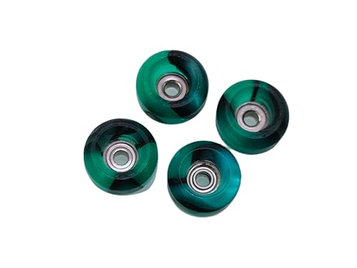 Leefai Pro Fingerboard Wheels - Pro Finger Skateboard Wheel Handmade - 7.5mmx4.5mm –New Street Shape Design - Swirl Colorway (Green)