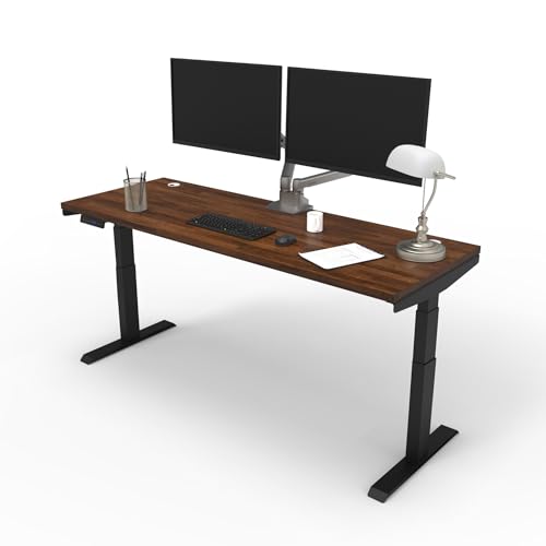 Image of Lift It, 60 inchx24 inch Electric Height Adjustable Desk for Office or Home, Dual Motor, Extended Height Range, and 4 Memory /USB Charging LED Control, Walnut Block Top and Black Frame