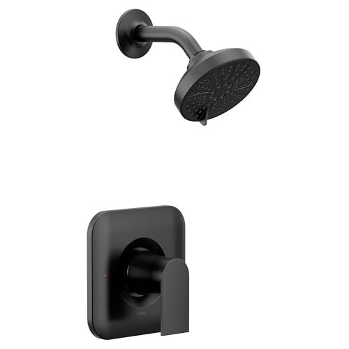 Moen Genta LX Matte Black High-Pressure Balancing Eco-Performance Modern Shower Trim, Including Showerhead, Shower Lever Handle for Water Temperature Adjustment (Posi-Temp Valve Required), T2472EPBL by Moen - Image 2