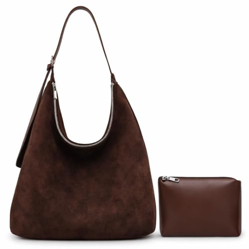 Bolso grande tote de mujer estilo boho en café miniatura 1