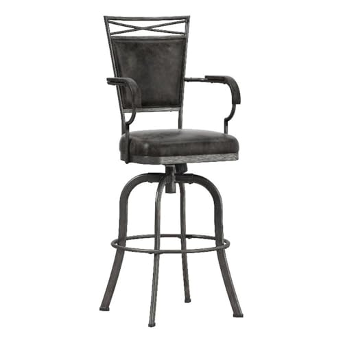 Hillsdale Bridgetown Metal Bar Height Swivel Stool Pewter