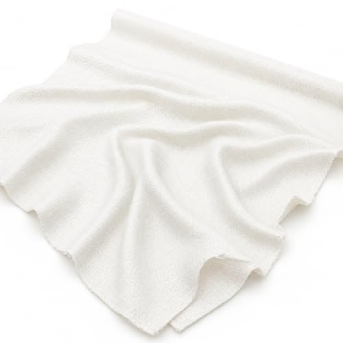 Image of Embroidery Cross Stitch Matty Soft Fabric Cloth (Cross Stitched Aida Needle Work Fabric) 34 Inches Width (8 Count Soft) - (5 Meters, White)