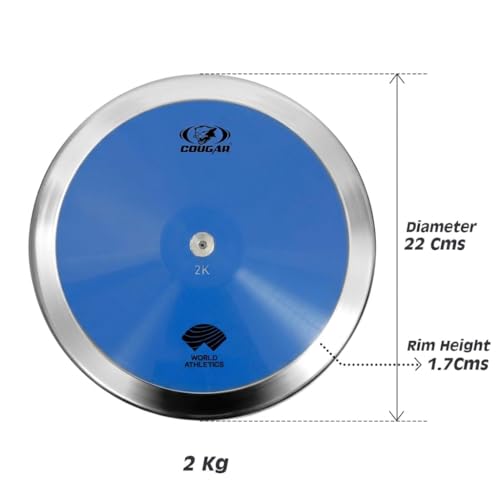 Image of COUGAR Speedy Athletics Discus for Men & Women | Hi-Spin ABS Plastic with Steel Rim | 2.00 KG IAAF Approved | Track & Field Training for School, College, Competition