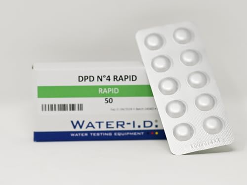 Testallwater - DPD No.4 Rapid Dissolve Tablets | Accurate Combined Chlorine Measurement | For Pooltester Range | Active Oxygen 0.0-15.0 mg/l O₂ | 50 Pack