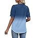 Womens Tops Short Sleeve Buttons Shirts V Neck Spring Fashion Summer Outfits Plus Size Blouses Dressy Casual Tees（2-Blue,Small）
