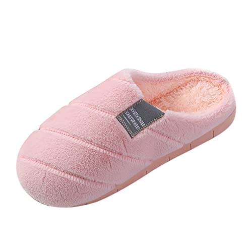 Generisch Zapatillas de estar por casa para mujer, zapatillas de fieltro cálidas de un solo color, cómodas pantuflas de algodón forradas, pantuflas planas antideslizantes, zapatillas ligeras y suaves
