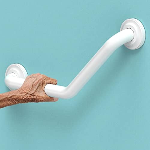 AquaChase 16inch Angled Grab Bar for Stud Mount, Bathroom Mobility Aid, ADA Compliant Heavy Duty 500lbs Support, Rustproof Stainless Steel (White)
