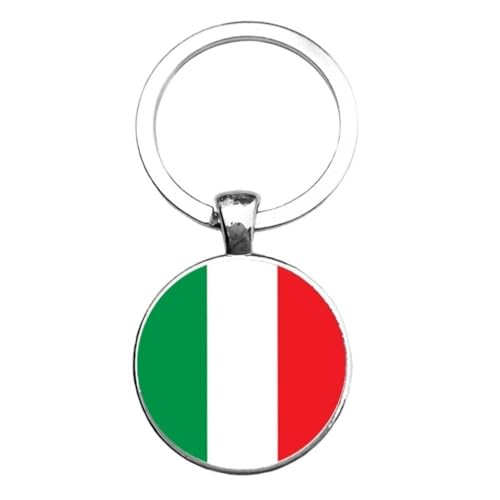 Art Attack Italian Flag Keychain, Italy National Football Soccer Team Accessories History Party Favor Fan Car Key Chain Ring Pendant Charm (Silver), Silver, Small