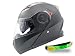 Produktbild NATHUT Motorradhelm Klapphelm mit Sonnenblende, Extra LED-Licht, Integralhelm Helm Motorrad - ECE (L 58-60cm, Schwarz)