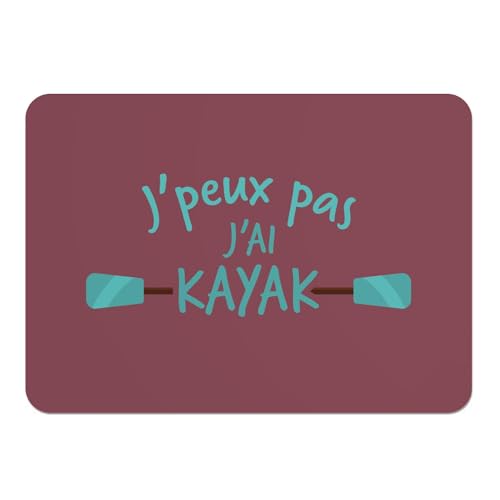Platzset mit Unterseite aus Kork, Rot – J'Peux Pas J'Ai Kayak Sport Nature Rivière – Großes Format 39,5 x 28,5 cm