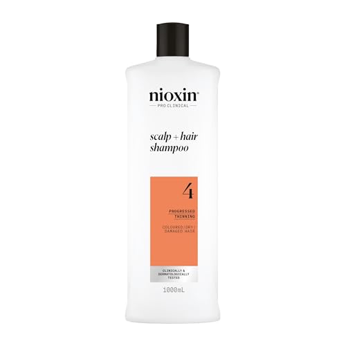 Nioxin System 4 - Hair Thickening System For Damaged Hair with Progressed Thinning - Biotin & Niacinamide - Shampoo, Conditioner, Serum