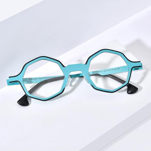 Image of FONEX Colorful Pure Titanium Glasses Frame Women Retro Round Eyeglasses