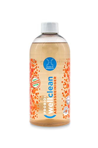 Preisvergleich Produktbild probioWELLCLEAN Abflussreiniger (500ml), probiotischer ökologischer Reiniger für Abflüsse in Küche u. Bad, Blutorange-Duft, lebend-aktive Mikroorganismen, 100% Bio, Öko, Eco, natürliche Inhaltsstoffe