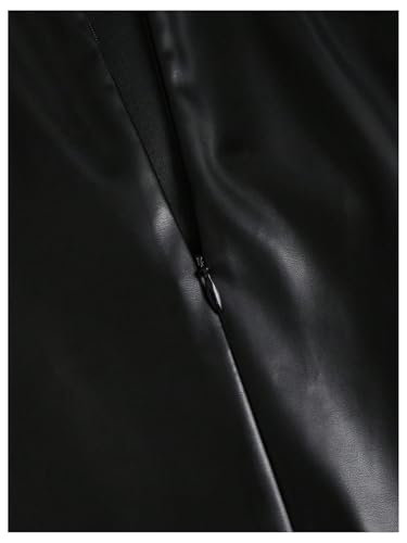 Floerns Women's PU Leather Skirt Mid Waist Ruched Slit Side Bodycon Mini Skirts4