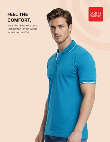 Image of Scott International Cotton Polo T Shirt | Collar Tshirts | Half Sleeves Plain T Shirt | T-Shirt |Tshirt for Men Stylish | Men's Tshirt