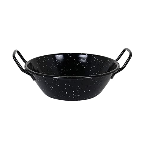 AC - Paellera Honda esmaltada - Fabricado en España - Apta para Gas, vitrocerámica, Cocina eléctrica y lavavajillas (Negro, Ø 20 cm)