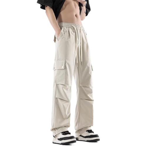 Men's Pants Summer Loose Straight-Leg American Casual Multi-Pocket White Workwear for Men2