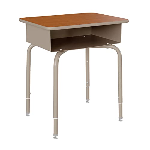 Image of Flash Furniture Metal Student Desk, Walnut /Silver