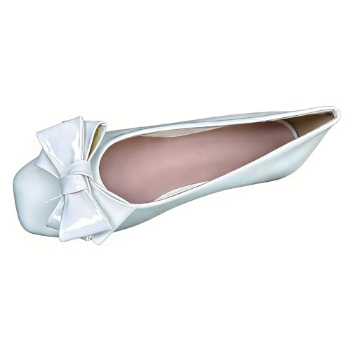 Image of Dear Time Women's Bowknot Ballet Flats Wedding Dressy Flats Square Toe Patent Leather Comfortable Shoes