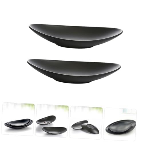 Platos para sushi Beaupretty 2 piezas melamina negra miniatura 5