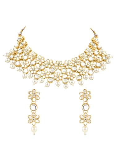 Juego de joyas de perlas y piedras Kundan para bodas y galas