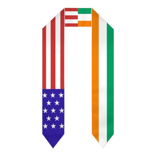 Cote D'Ivoire America Flag Graduation Stole Shawl Sash for Men Women Unisex Adult Double Sided Lightweight Scarf Class of 2025 Graduate Gift for Study Aboard International Students
