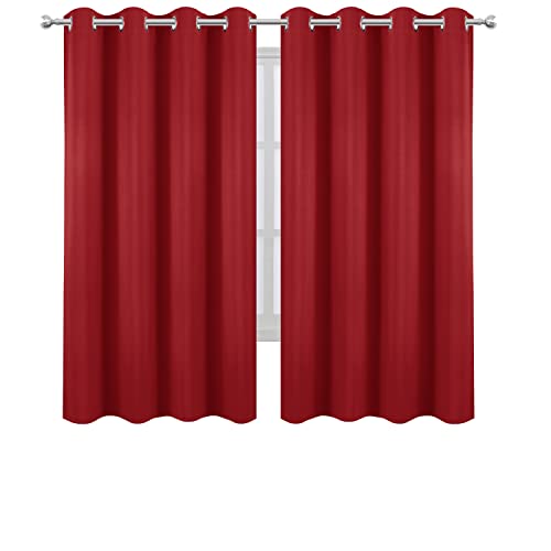 Image of LEMOMO Bright Red Blackout Curtains 52 x 63 Inch Length /Set of 2 Curtain Panels /Thermal Insulated Room Darkening Blackout Curtains for Bedroom