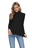 Evagnee Womens Long Sleeve Turtleneck Lightweight Slim Active Shirt (Black, Large)